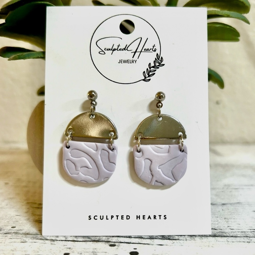 Handmade Sculpted Hearts Polymer Clay Dangle Earrings. New